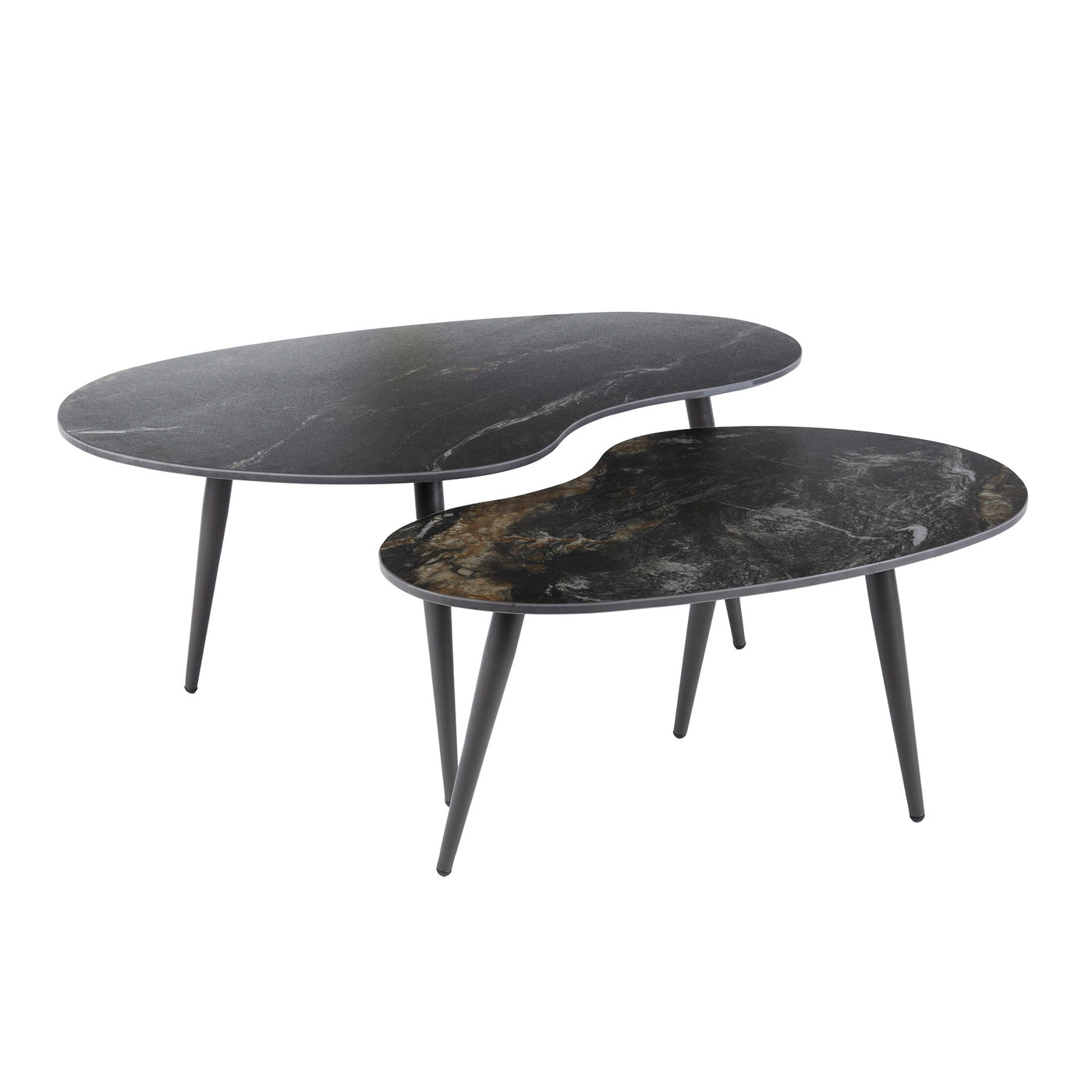 Giga Meubel Salontafel Fossil - Zwart Keramiek - Set van 2 - 91x55x35c