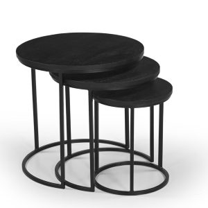Giga Meubel Salontafel Kila – Rond – Mangohout – Set van 3
