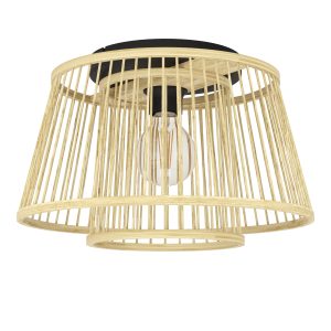 EGLO plafondlamp Hykeham – e27 – ø 38 cm – zwart/hout EGLO plafondlamp Hykeham – e27 – ø 38 cm – zwart/hout