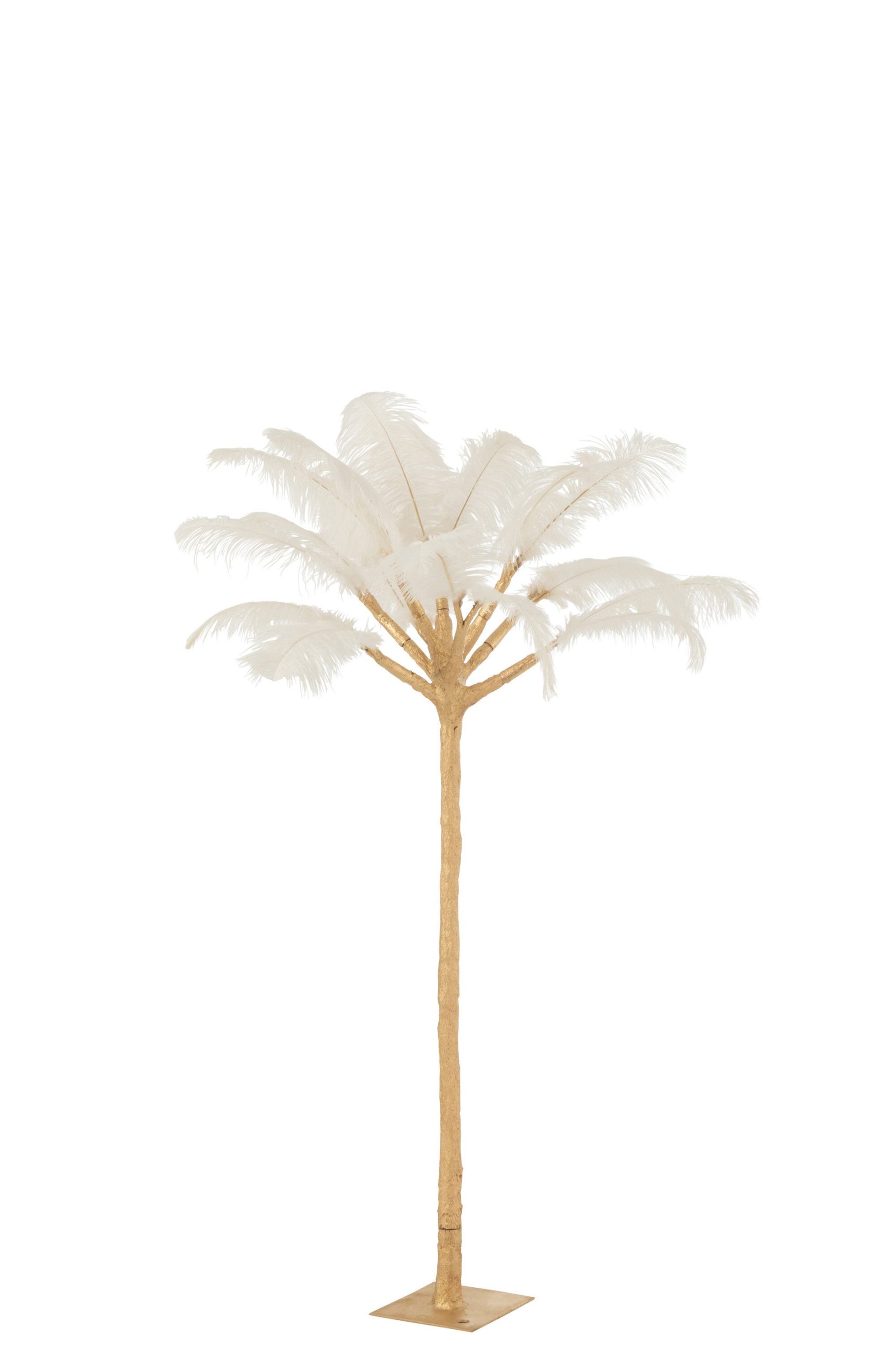 J-Line boom Pluimen - staal - goud/wit - small