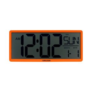 Karlsson wandklok Retro LCD – oranje – 34.8×2.7×14.8cm