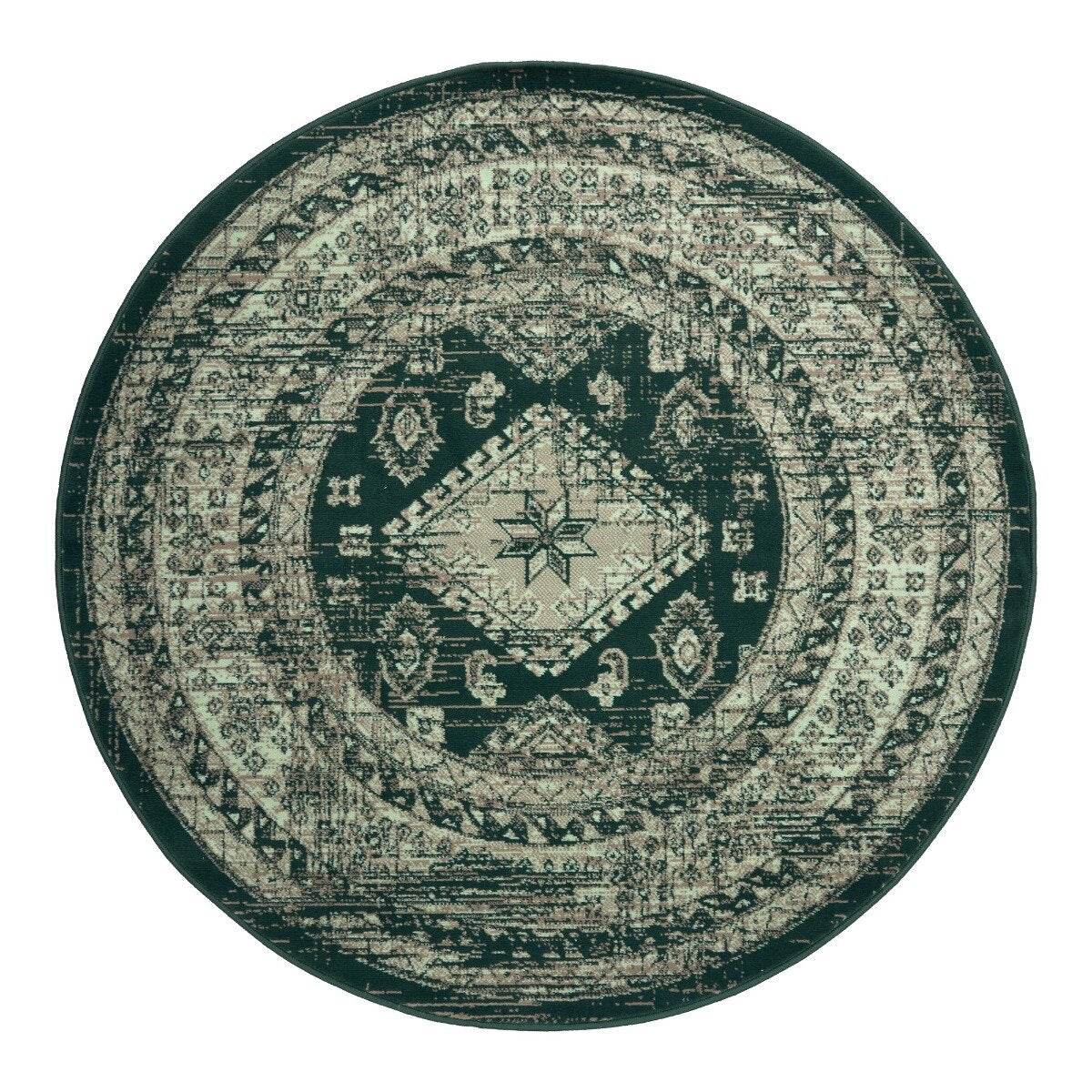 Interieur05 vintage vloerkleed Aila - groen - Ø 240 cm