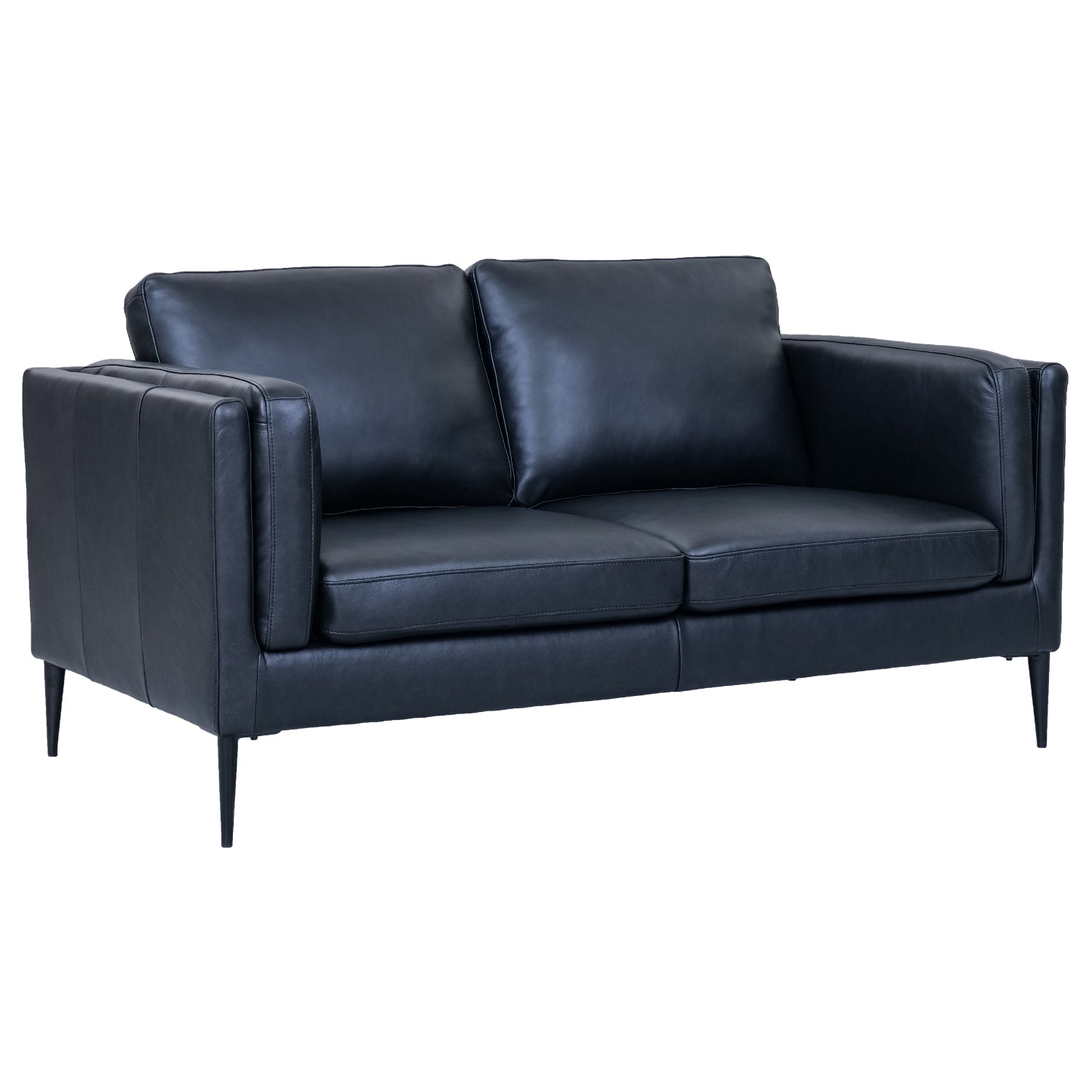Furnhouse 2-zitsbank Valencia - Zwart - Leer - 88x157x83