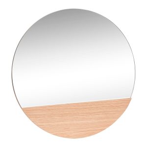 Hübsch wandspiegel Crescent – mdf/spiegelglas/eikenfineer – ø50cm