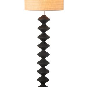 J-Line vloerlamp Rups – populierenhout – zwart/naturel