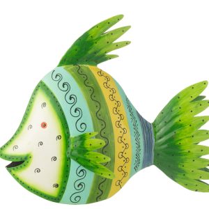 J-Line decoratie Vis – ijzer – azuur/groen – large