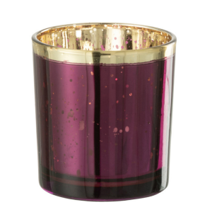 J-Line windlicht Rand – glas – bordeaux/goud – small – 6 stuks J-Line windlicht Rand – glas – bordeaux/goud – small – 6 stuks