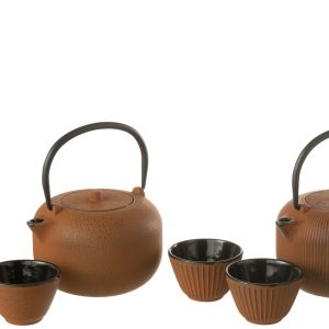 J-Line theepot – metaal – bruin – 2 stuks