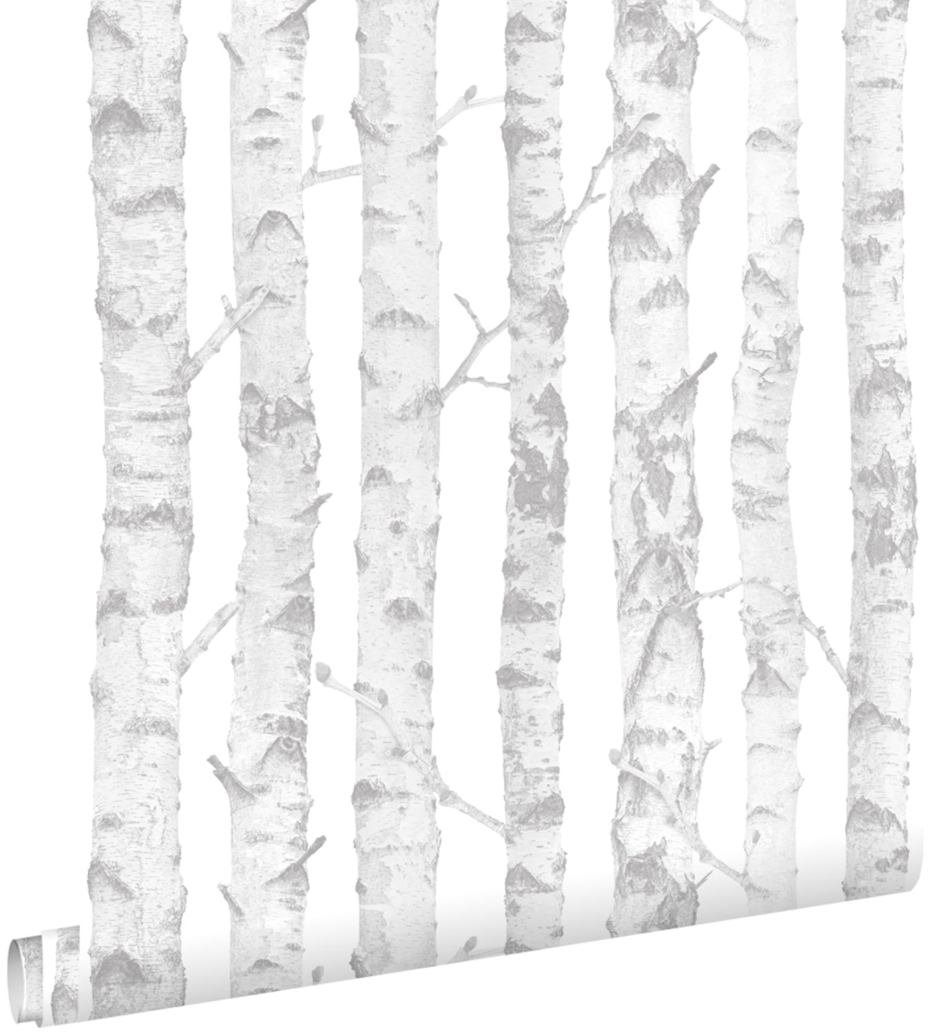 ESTAhome behang berken boomstammen zilver en wit - 53 cm x 10.05 m - 1