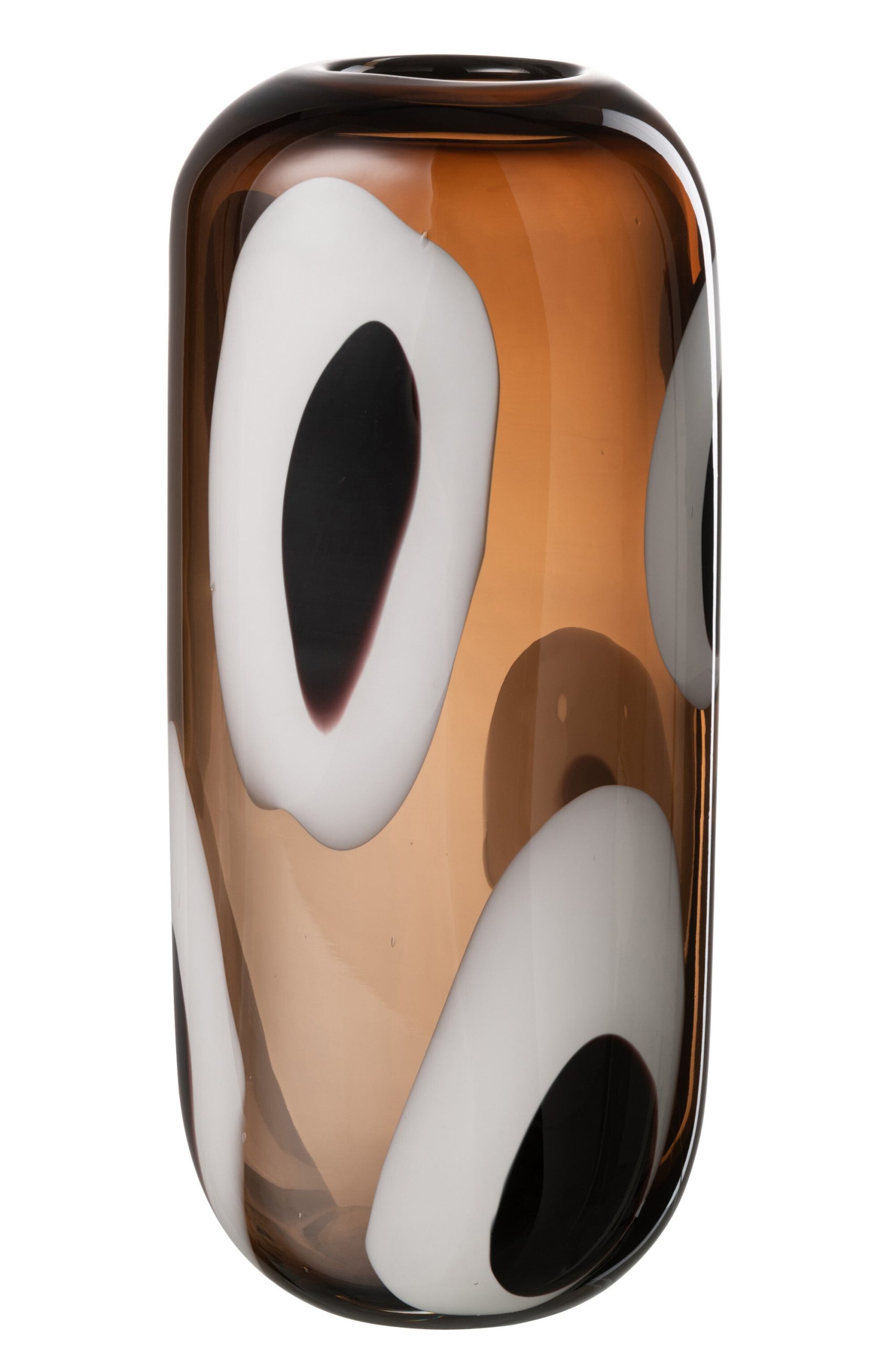 J-Line vaas Izzy - glas - wit/bruin - large - 37 cm hoog
