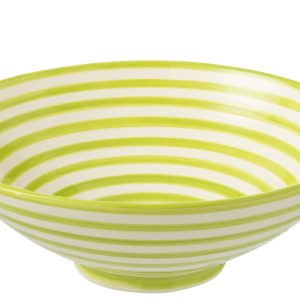 J-Line kom Lebrillo Granada Stripes – keramiek – wit/groen