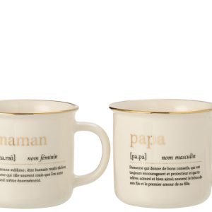 J-Line mok Boodschap Maman Papa – keramiek – goud – 2 stuks J-Line mok Boodschap Maman Papa – keramiek – goud – 2 stuks