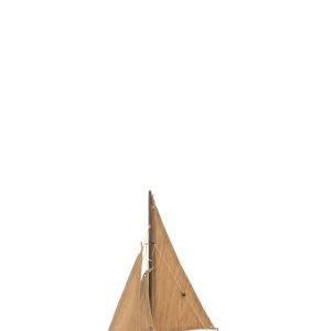 J-Line decoratie Zeilboot – hout – bruin – small