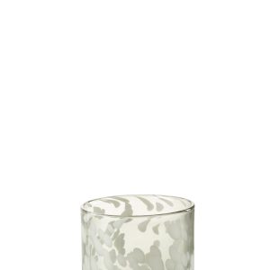 J-Line windlicht Spikkel – glas – grijs/wit – small J-Line windlicht Spikkel – glas – grijs/wit – small