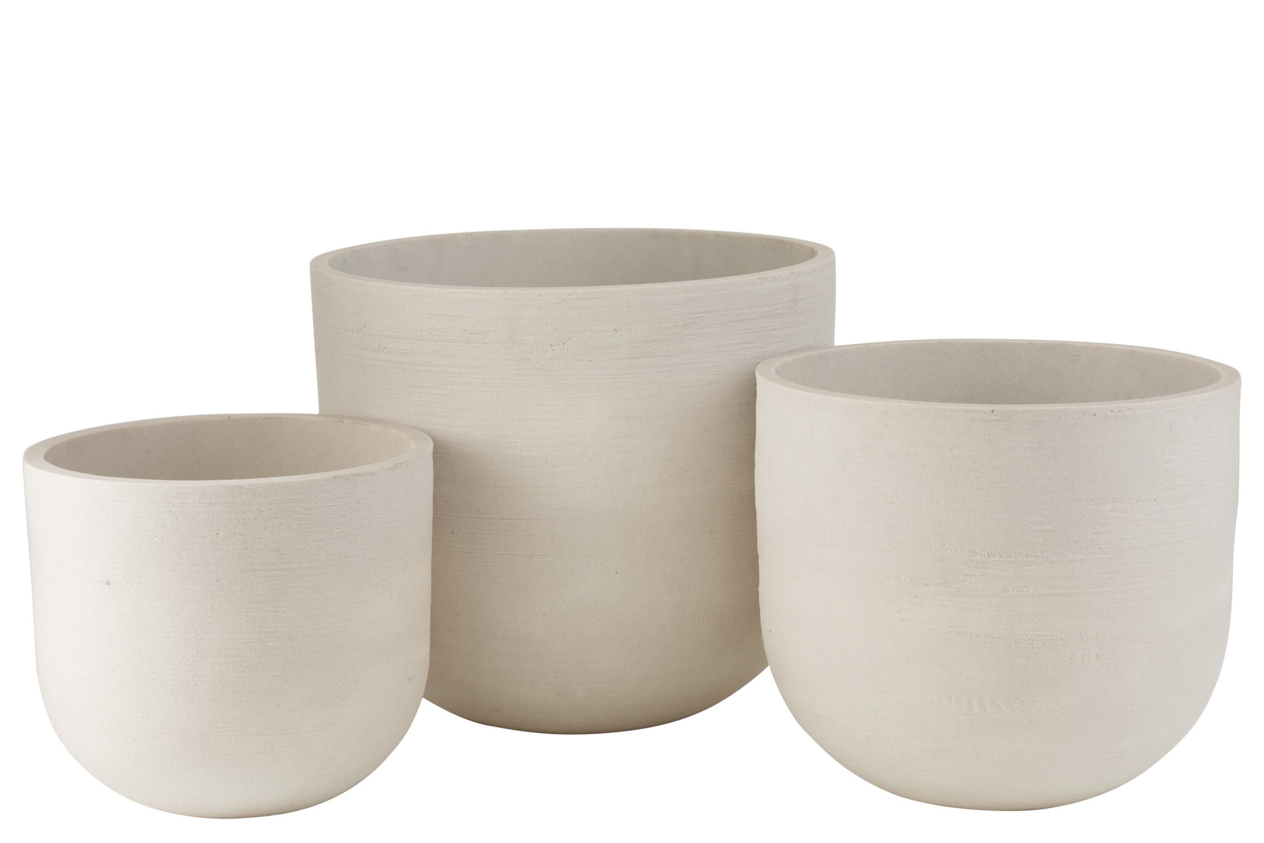 J-Line bloempot Rond - keramiek - wit - 3 stuks - Ø 50 cm
