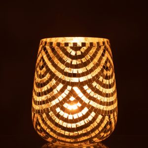 J-Line windlicht Mozaiek – glas – zilver/goud – extra large J-Line windlicht Mozaiek – glas – zilver/goud – extra large