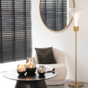 J-Line vloerlamp – metaal – goud/transparant – LED lichtjes
