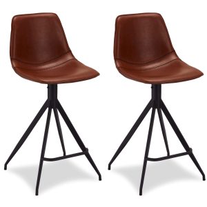 Furnhouse barkruk Isabel – Cognacbruin – Kunstleer – Set van 2