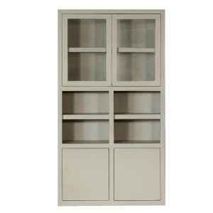 Giga Meubel Kast Xander – Beige Mangohout/Glas – 120x45x220cm