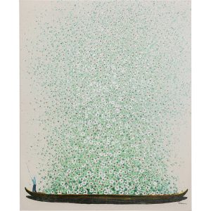 Kare Design Schilderij Flower Boat 80x100cm beige en groen