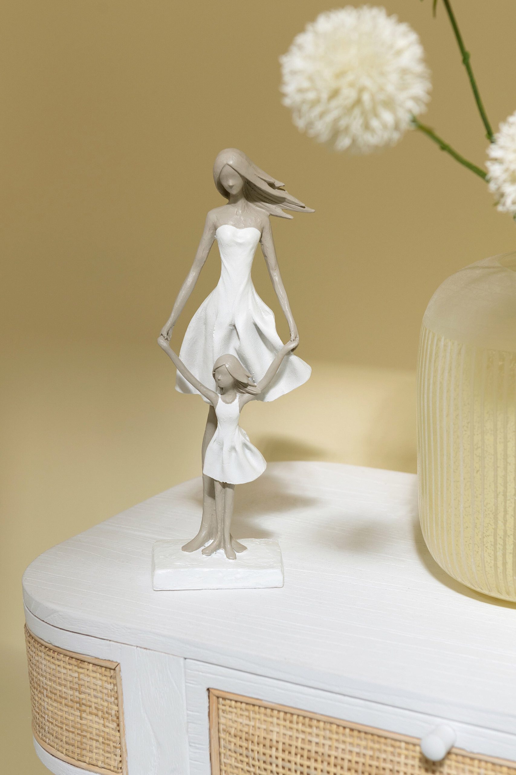 J-Line decoratie Moeder En Dochter - polyresin - wit/taupe - small
