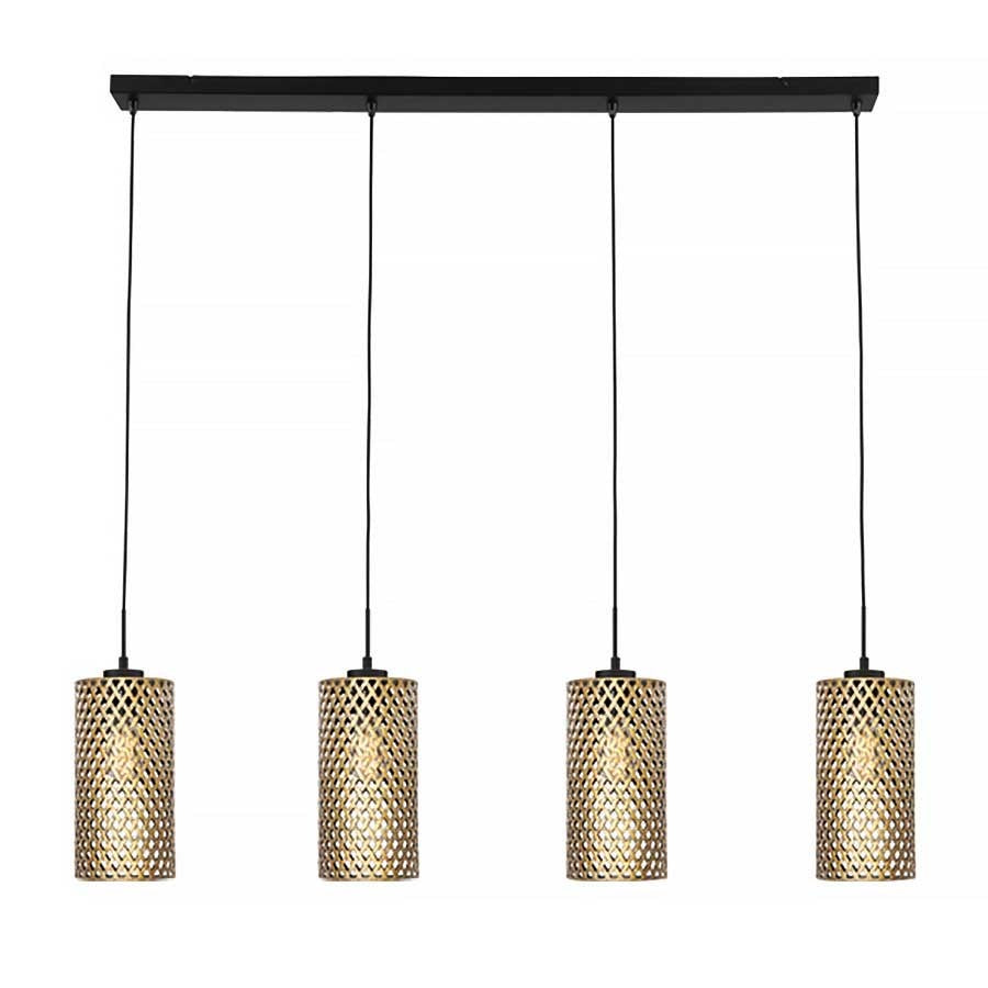 Freelight hanglamp Cestino - 4 lichts - 120 x 150 cm - zwart - goud