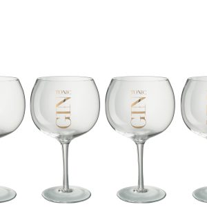 J-Line glas Hoog Gin – transparant/goud – giftbox – 4 stuks J-Line glas Hoog Gin – transparant/goud – giftbox – 4 stuks