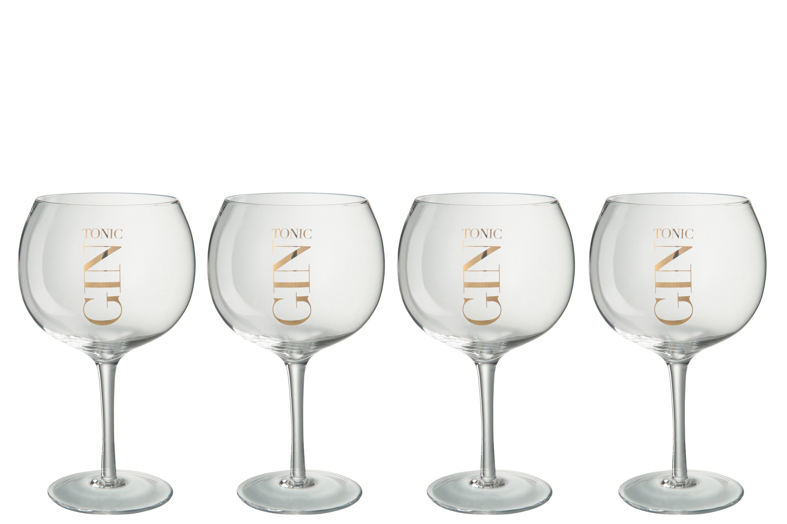 J-Line glas Hoog Gin - transparant/goud - giftbox - 4 stuks