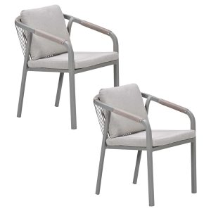 Garden Impressions Tuinstoel Milou stapelbaar taupe – 2 stuks