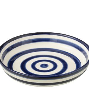 J-Line schaal Granada Stripes Low – keramiek – wit/blauw – large – Ø 2 J-Line schaal Granada Stripes Low – keramiek – wit/blauw – large – Ø 2
