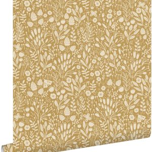 ESTAhome behang bloemetjes okergeel – 50 x 900 cm – 131252