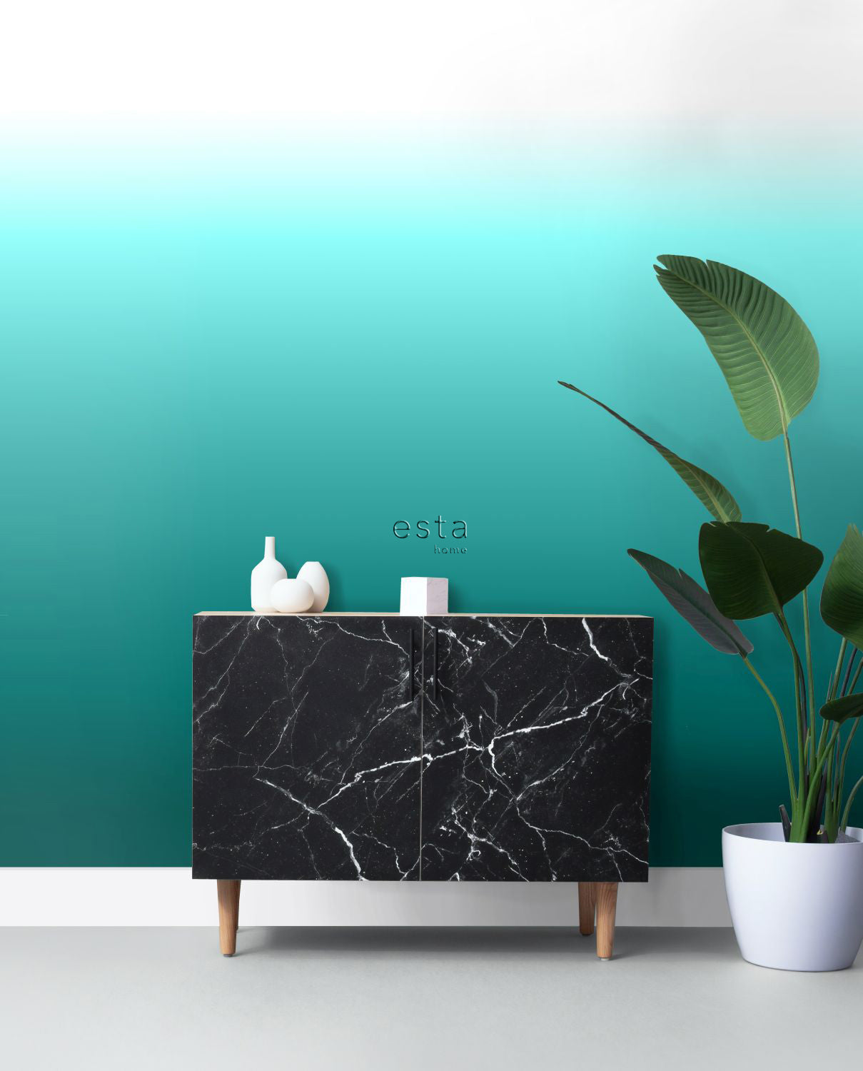 ESTAhome fotobehang kamerhoog dip dye kleurverloop turquoise 100 x 279