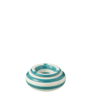 J-Line asbak Granada Stripes – keramiek – wit/aqua – small J-Line asbak Granada Stripes – keramiek – wit/aqua – small