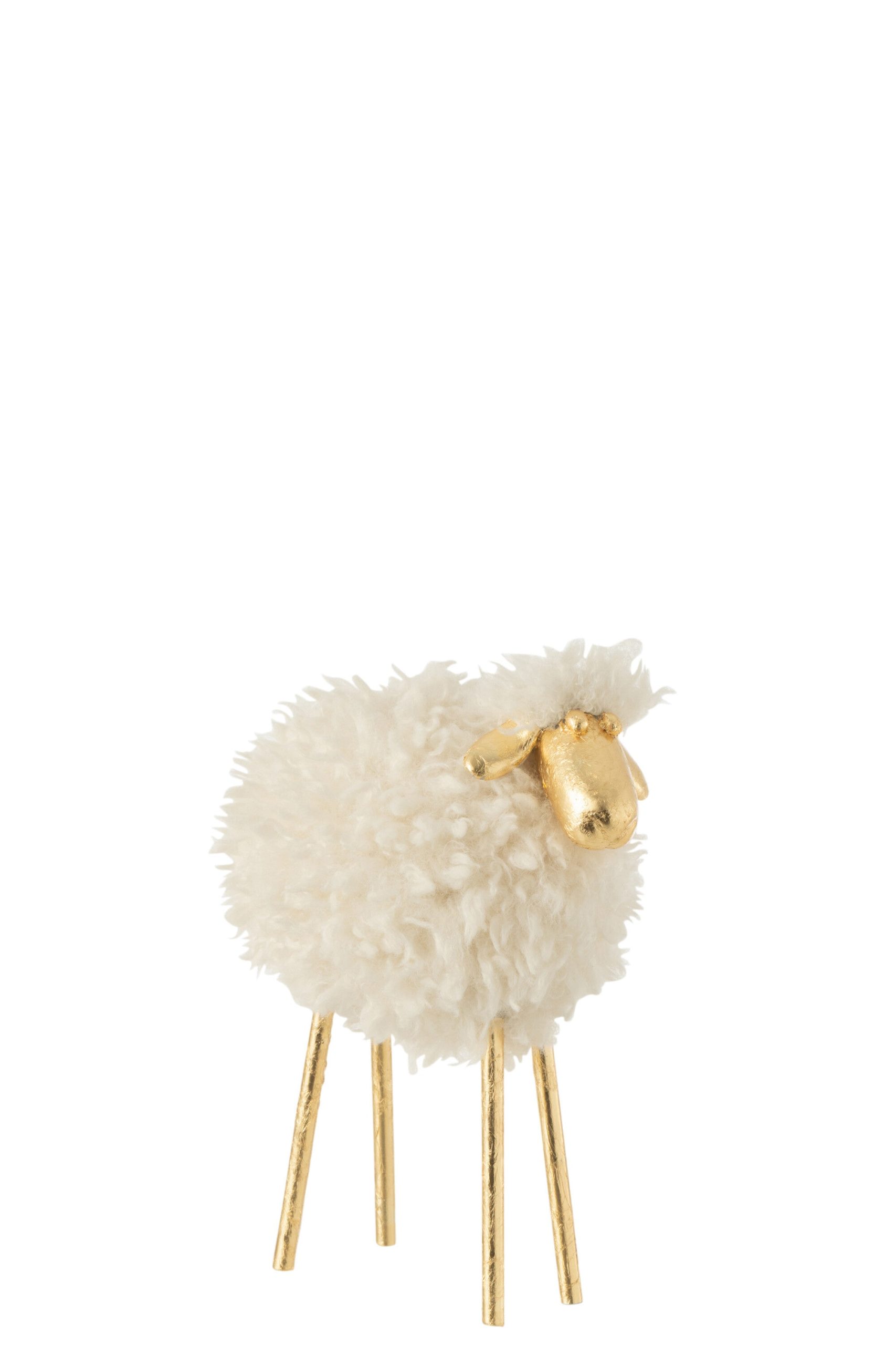 J-Line decoratie Schaap - metaal/polyresin - blanc/or - small