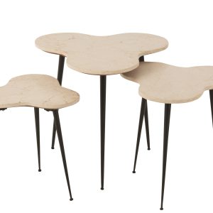 J-Line bijzettafel – marmer/metaal – zwart/wit – set van 3 J-Line bijzettafel – marmer/metaal – zwart/wit – set van 3