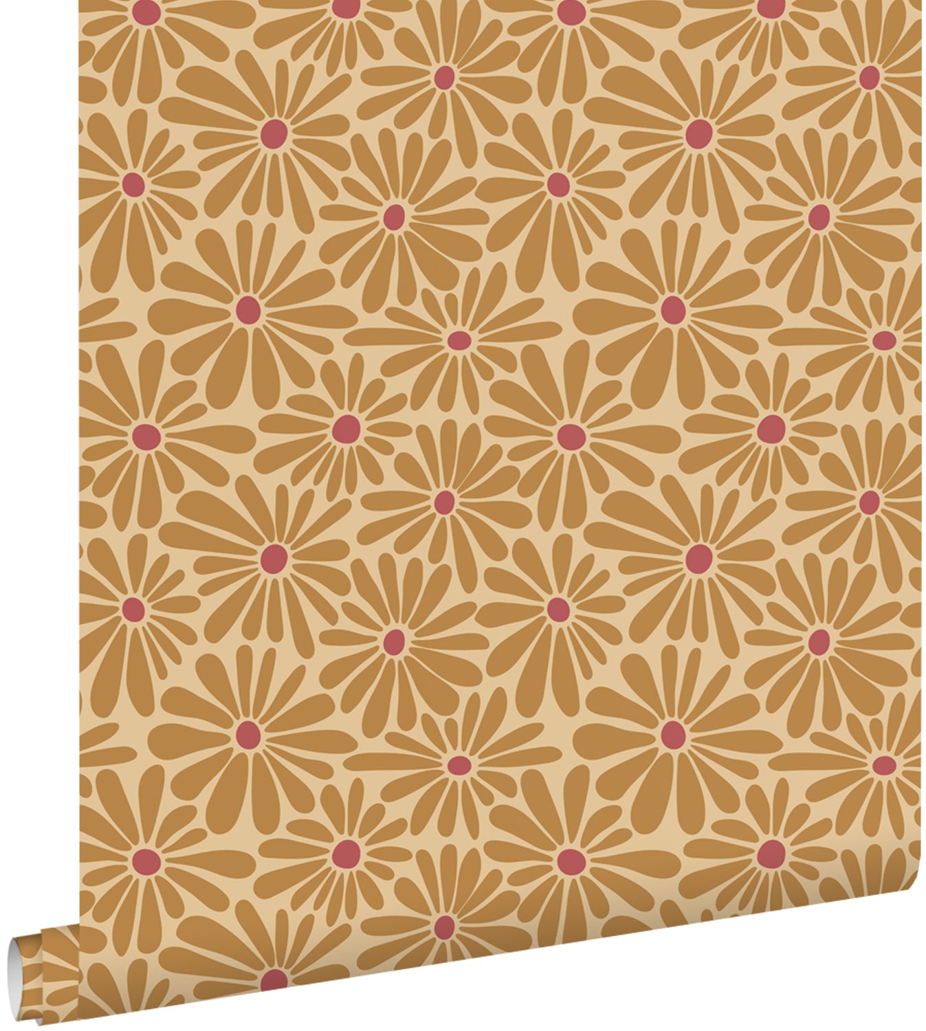 ESTAhome behang madeliefjes okergeel en roze - 53 cm x 10.05 m - 13115