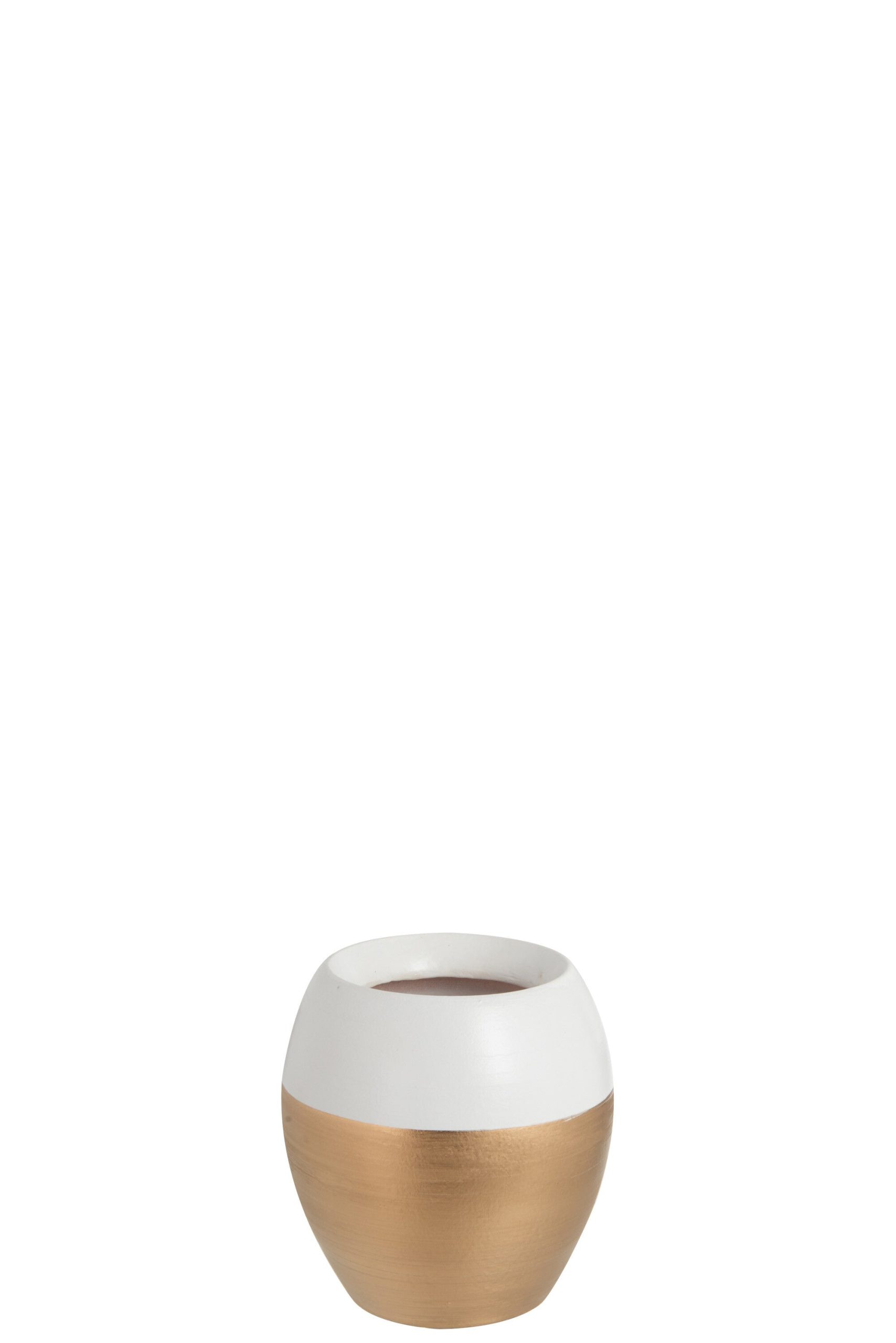 J-Line vaas Boord - terracotta - wit/goud - small - 2 stuks - Ø 13.5 c