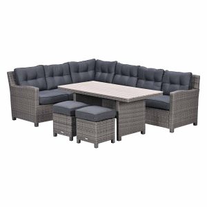 Garden Impressionslounge dining set Jaru 5-delig links – light teak vi