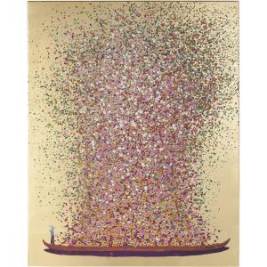 Kare Design Schilderij Flower Boat 120x160cm goud en roze