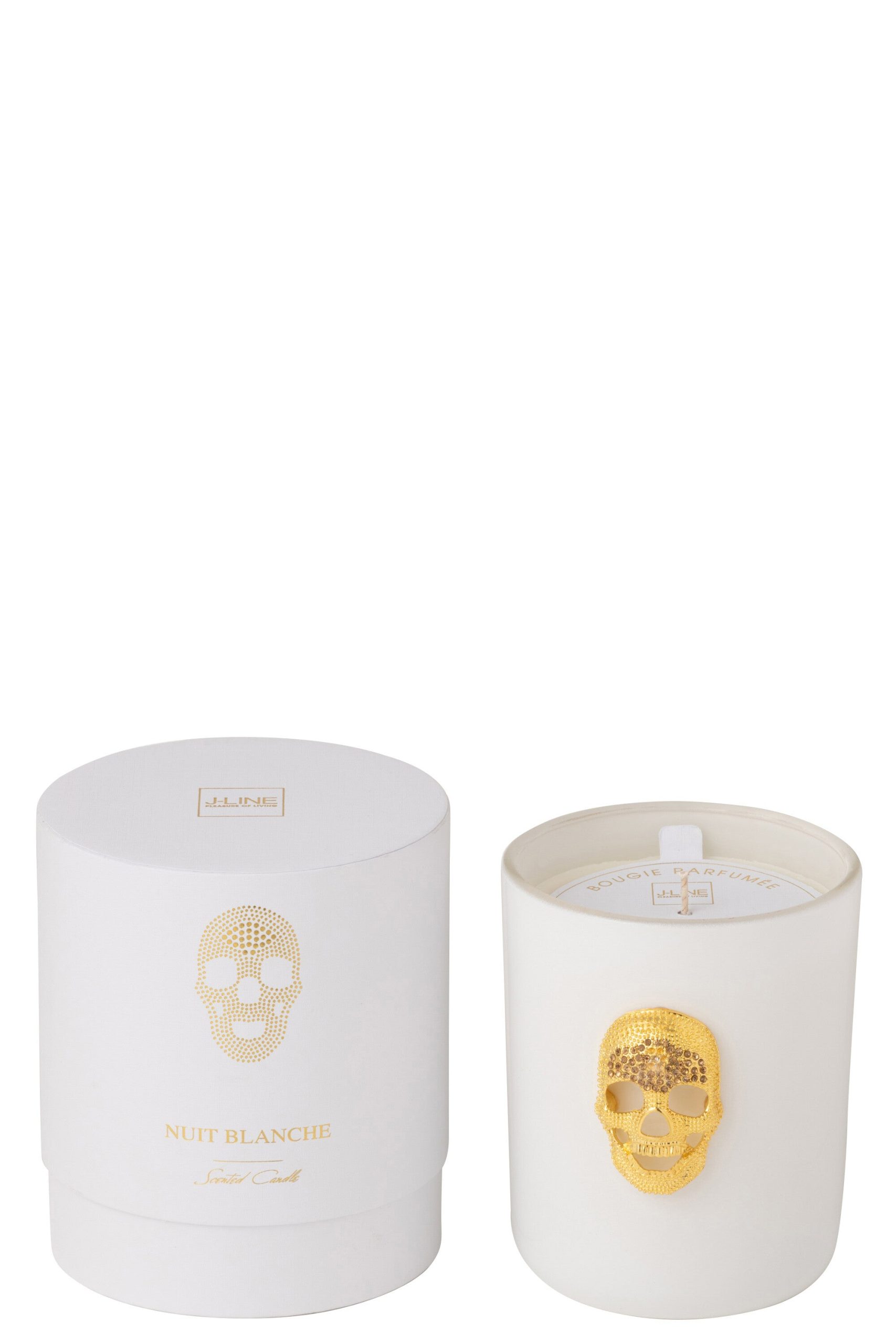 J-Line geurkaars Doodskop Nuit Blanche - White Floral Tonk - glas - wi