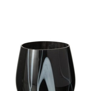 J-Line windlicht Rookeffect – glas – zwart/wit J-Line windlicht Rookeffect – glas – zwart/wit