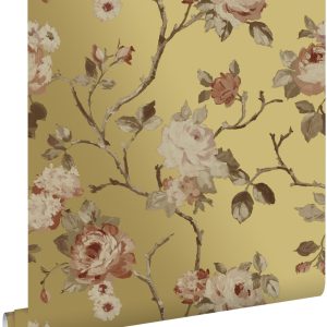 ESTAhome behang vintage bloemen goud en terracotta roze – 53 cm x 10.0 ESTAhome behang vintage bloemen goud en terracotta roze – 53 cm x 10.0
