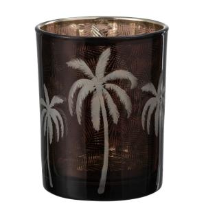 J-Line windlicht Palmboom – glas – bruin – medium J-Line windlicht Palmboom – glas – bruin – medium