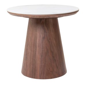 Giga Meubel Bijzettafel Alba – Wit Keramiek/Walnoot – Ø60x55cm Giga Meubel Bijzettafel Alba – Wit Keramiek/Walnoot – Ø60x55cm