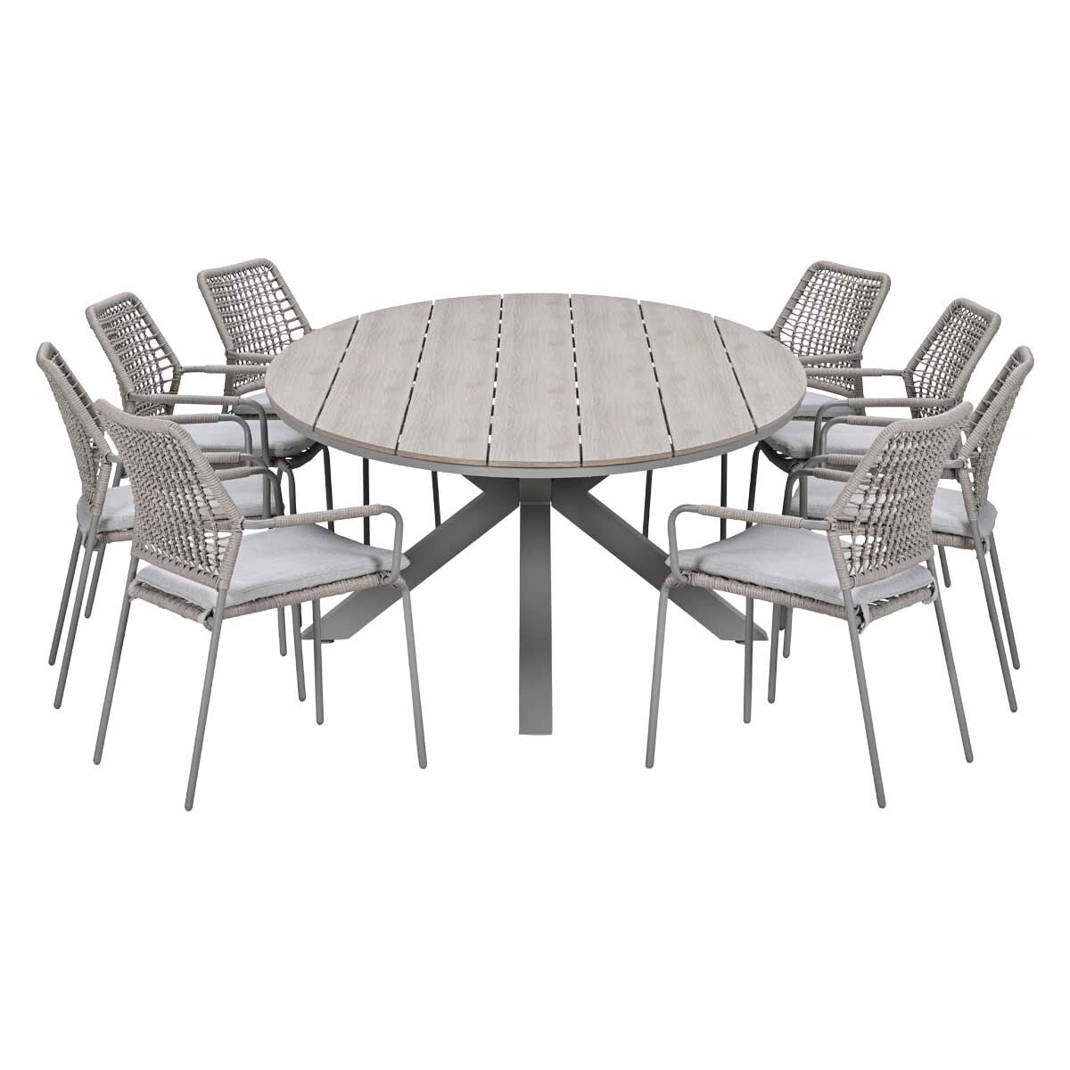 Garden Impressions Tuinset Natas 9-delig taupe - Tulli tuintafel 280x1