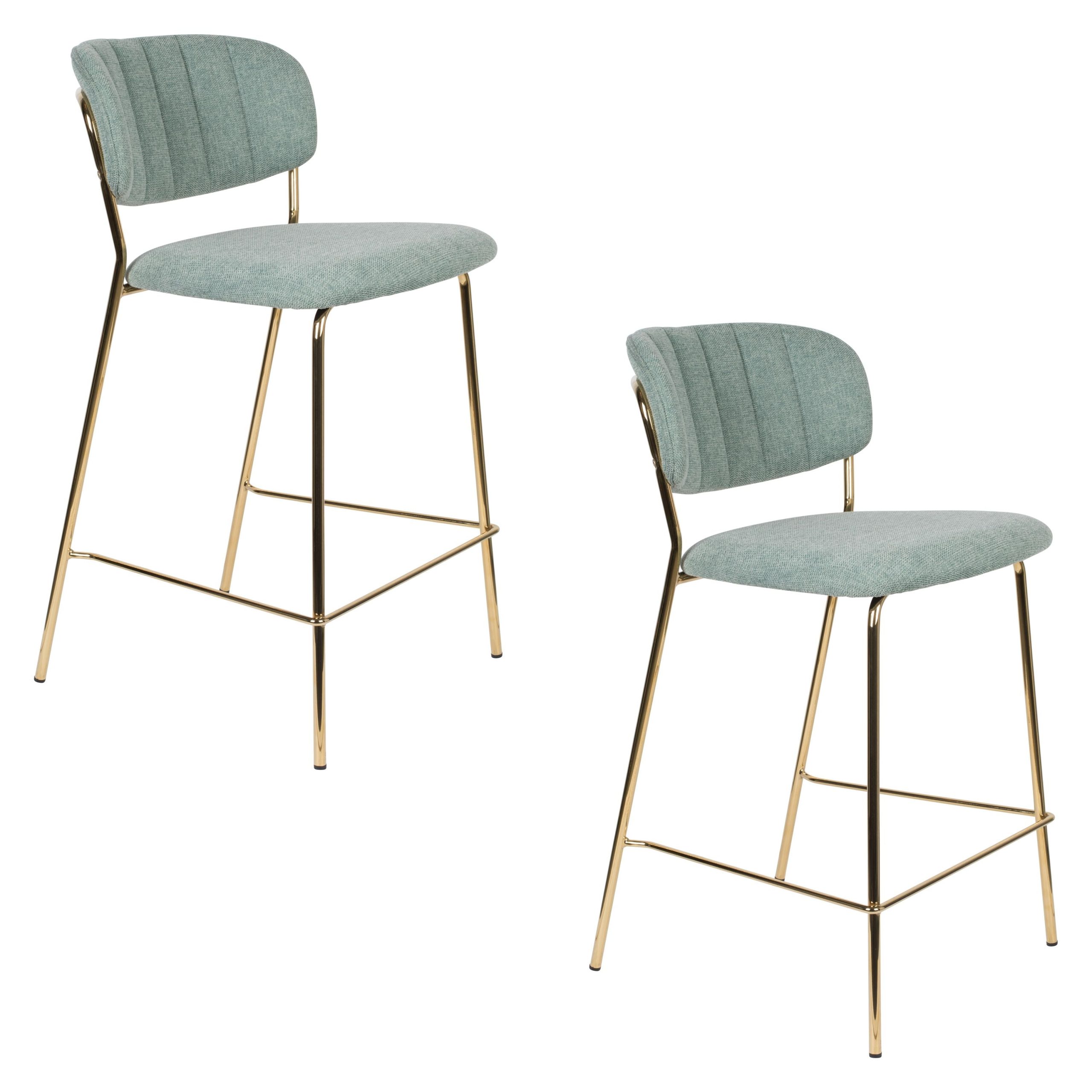 Housecraft Living Jolien Barkrukken rugleuning 65 cm Goud/ Lichtgroen