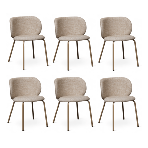 Furnhouse eetkamerstoel Nanna – Beige – Stof (Bouclé) – Set van 6