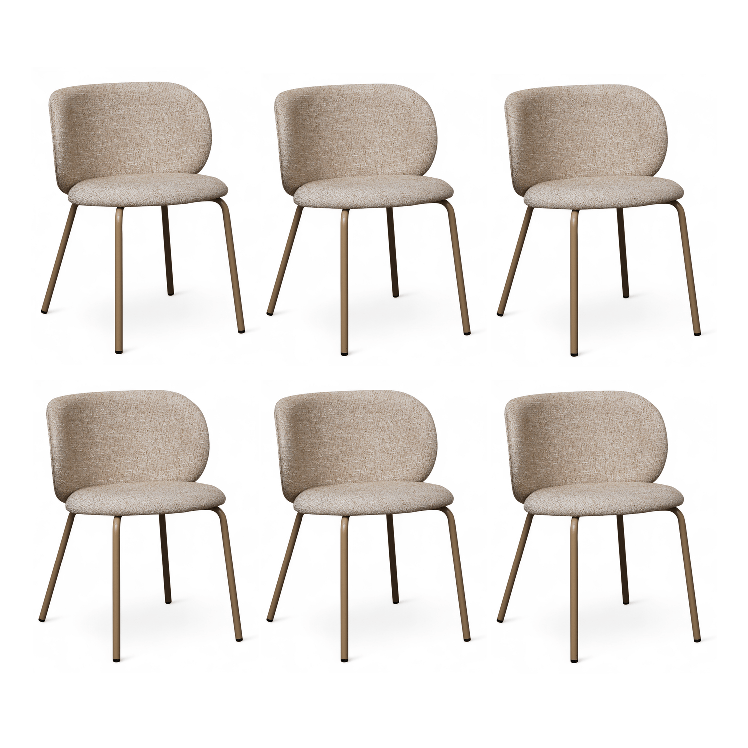 Furnhouse eetkamerstoel Nanna - Beige - Stof (Bouclé) - Set van 6