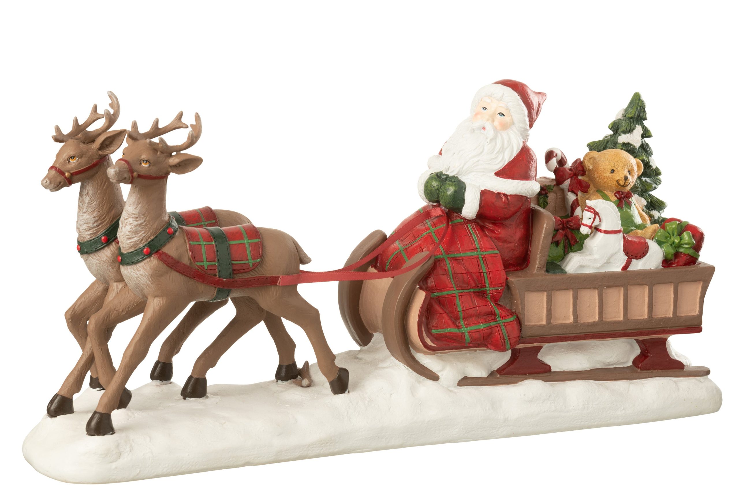 J-Line decoratie Kerstman Slee + Hert - polyresin - mix