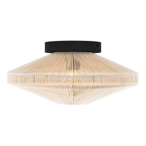 EGLO plafondlamp Midsumer – e27 – ø 38 cm – zwart/crème – textiel EGLO plafondlamp Midsumer – e27 – ø 38 cm – zwart/crème – textiel